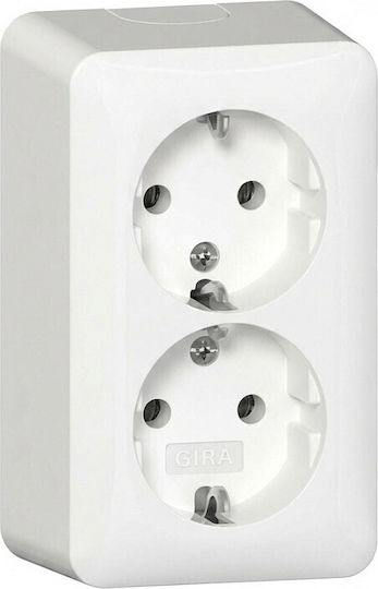 Gira Double Power Socket with Key White