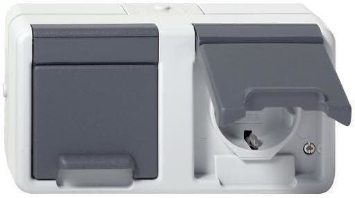 Gira Double Power Socket with Key Waterproof with Lid Gray