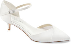 Wedding Day Leather Heels with Low Heel White
