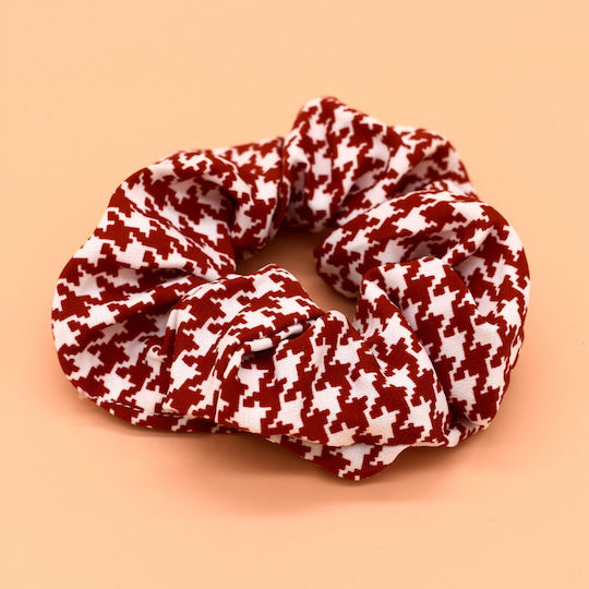 Scrunchies Pied De Poule Elastic Pentru Păr Roșu