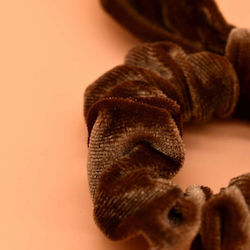 Scrunchies Βελουτέ Λαστιχάκι Μαλλιών Αυτάκια Καφέ