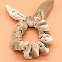 Scrunchies Βελουτέ Λαστιχάκι Μαλλιών Αυτάκια Μπεζ