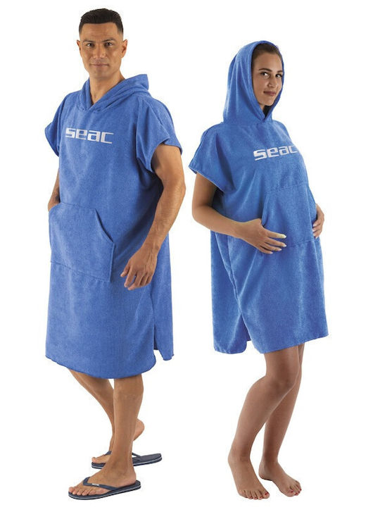 Microfiber Adult Swimming Bathrobe Poncho 152-106b Blue Seac