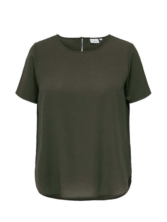 Only Carmakoma Women's Blouse Short Sleeve Green