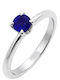 Single Stone Ring in 18K White Gold with Sapphire