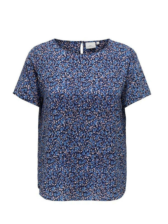 Only Carmakoma Women's Blue Short Sleeve Blouse