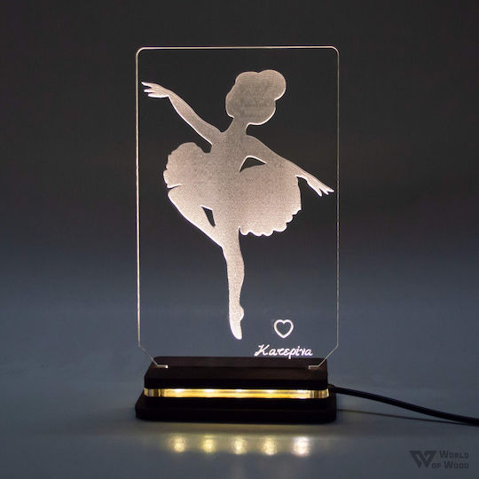 World of Wood LED Детска Декоративна Лампа Балерина Пируетa Бяло 19x11cm
