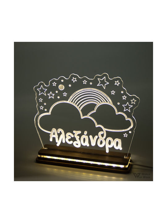 World of Wood Led Kids Decorative Lamp Rainbow White 23x19cm