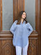 Long Sleeve Women's Light Blue Striped Shirt