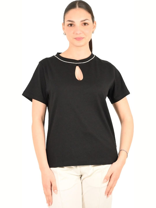 Markup Damen Bluse Kurzärmelig Schwarze