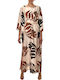 Sommer Maxi Abend Damenkleid Satin Mehrfarbig