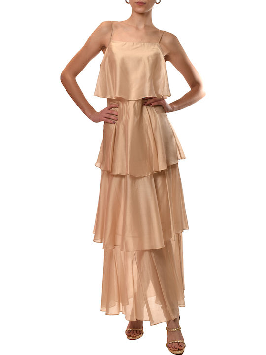 Sommer Maxi Damenkleid für Hochzeit - Taufe Beige