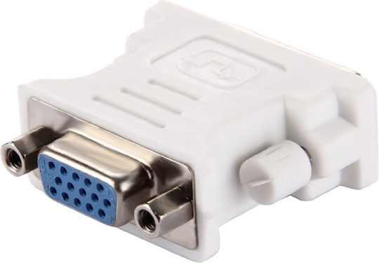 Adaptor DVI la VGA Zola Masculin la Masculin 24+1 Pin VGA 15 Pini Alb