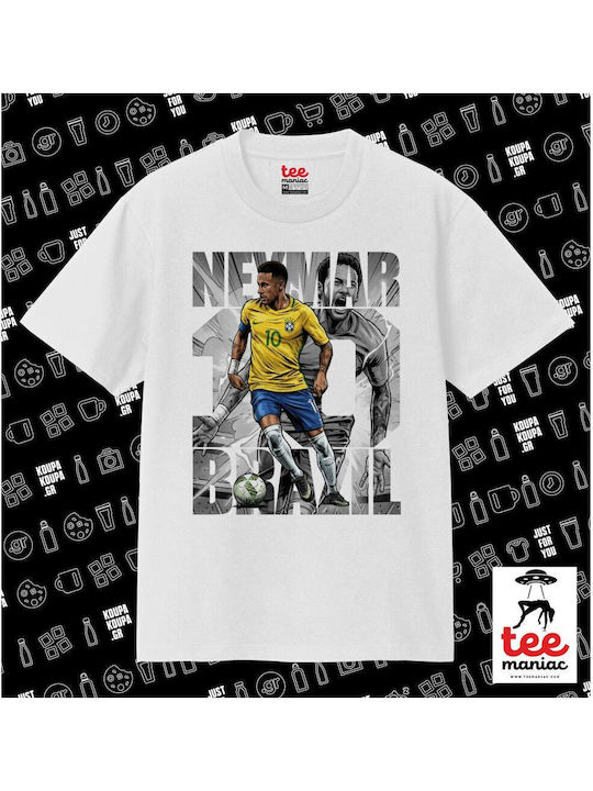 Neymar Classic Double Stitch T-shirt Without Side Seams White 100% Cotton Vegan & Oeko-tex Certified