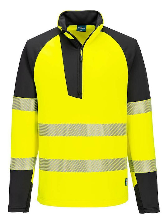 Portwest Men's Long Sleeve Work Sweatshirt Yellow with Reflective Tapes