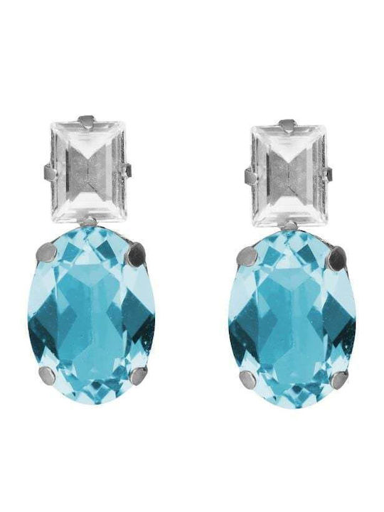 Victoria Cruz Silver Earrings with Stones