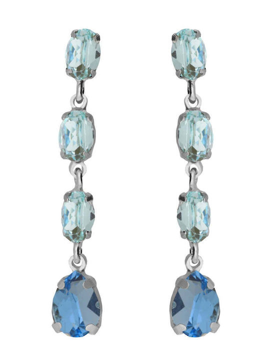 Victoria Cruz Silver Earrings with Stones