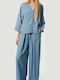 Long Sleeve Women's Denim Shirt Light Blue Denim