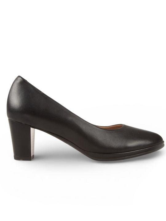 Leather Heels with Medium Heel Black