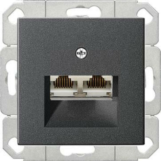 Computer Socket Doubles Rj45 Cat 6 Gira System 55 Anthracite
