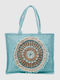Verde Stoff Strandtasche Blau