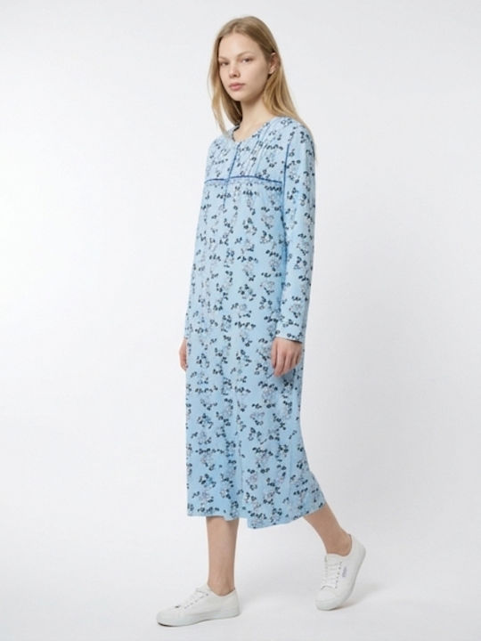 Nina Club Sommerliches Damen-Nachthemd Hellblau