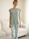 Caress Sommerliches Damen-Pyjama-Set Mint