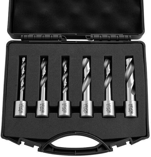 Set 6 Cuttere Magnetice Cu Coada Weldon Adâncime De Tăiere 50,8 Mm Diametru De Tăiere 6,35 Mm-14,28 Mm Oțel De Mare Viteză 6 Burghie Carcasă Din Plastic