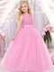 Kinderkleid Ärmellos mit Pailletten Rosa