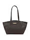 Gallantry Grained Tote Bag Women Turn Lock Long Handles Brown