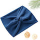 Crossed Headband Hair In Soft Plain Refined Denim Cotton