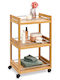 Wooden Kitchen Trolley 3 Tiers Silver 45.5x38x76cm