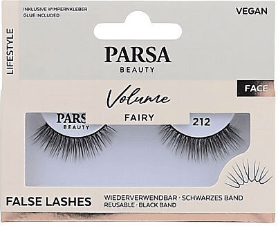 Parsa Beauty False Lashes Volume Fairy 1 Pair & Adhesive No 212