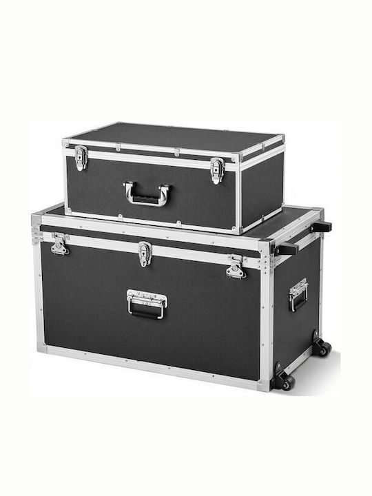 Vivatechnix Cutie Metalică De Depozitare Cu Roți Și Capac Negru 2 Bucăți