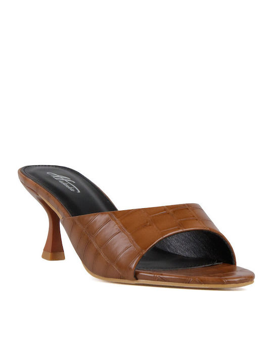 Silia D Mules With High Heel In Brown Colour