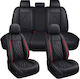 Autositzbezüge Set Universal Eco Leder Vorne Hinten Schwarz Rot Design