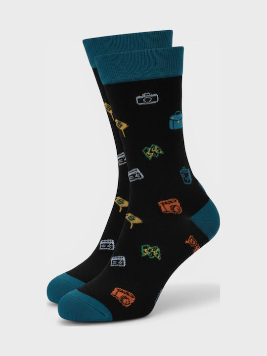 Pournara Herren Socken Mit Mustern Schwarz