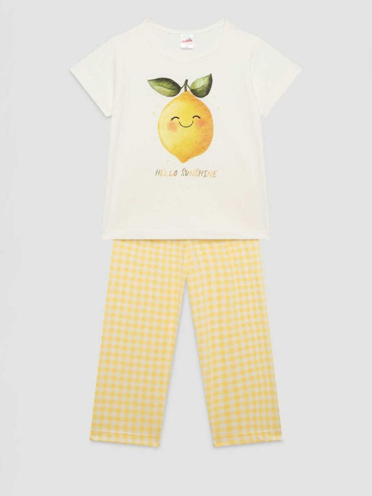 Minerva Παιδική Πιτζάμα Καλοκαιρινή Εκρου Lemon