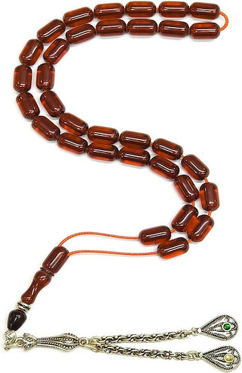 Roloi Komboloi Worry Beads with 33 Beads Made of Mastic Length 38cm Honey
