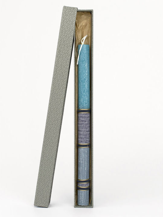 Easter Candle Round With Box 28cm Blue