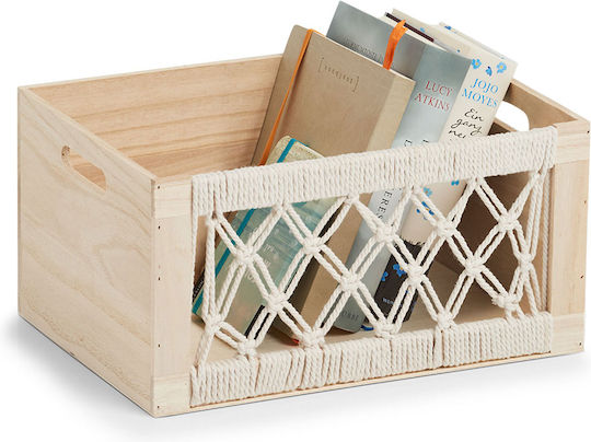 Hölzernes Aufbewahrungsbox mit Deckel Beiges 35x25x18cm