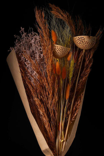 Getrockneter Blumenstrauß in Orangenfarbe 60cm