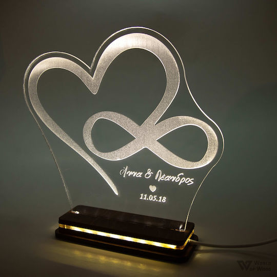 World of Wood Decorative Table Lamp Heart Infinity LED Warm White Love 21x20cm
