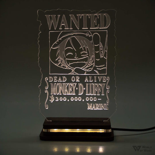 World of Wood Διακοσμητικό Φωτιστικό One Piece - Luffy Wanted LED 18x12εκ.
