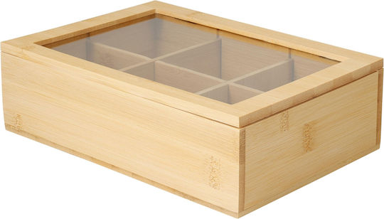 Box for Tea Coffee with Lid Wooden Transparent 16x7x24cm