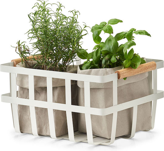 Καλάθι Αποθήκευσης Bamboo Λευκό 31.5x25x17.5cm