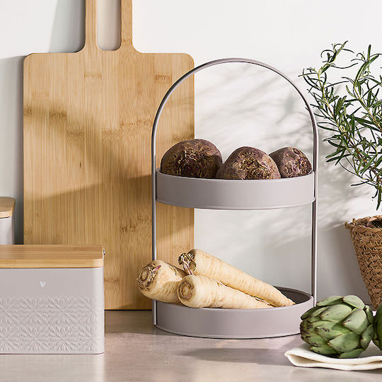 Metallic Dessert Tower Stand Gray Ø20.5xH33cm