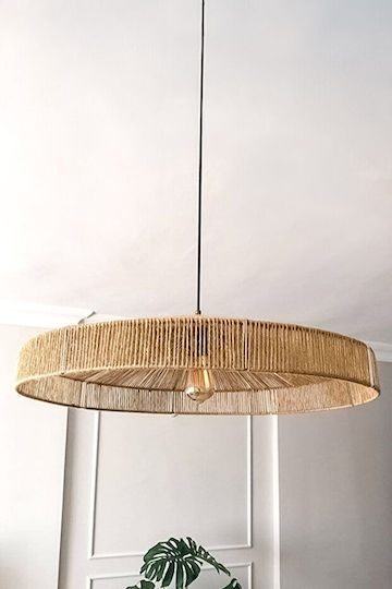 Boho Rustikale Deckenleuchte Korb Schirm Beige 35x74cm
