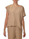 Blouse Women's Short Sleeve Beige