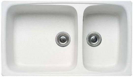 Elleci Drop-In Kitchen Sink made of Liquid Granite M86xP50cm White